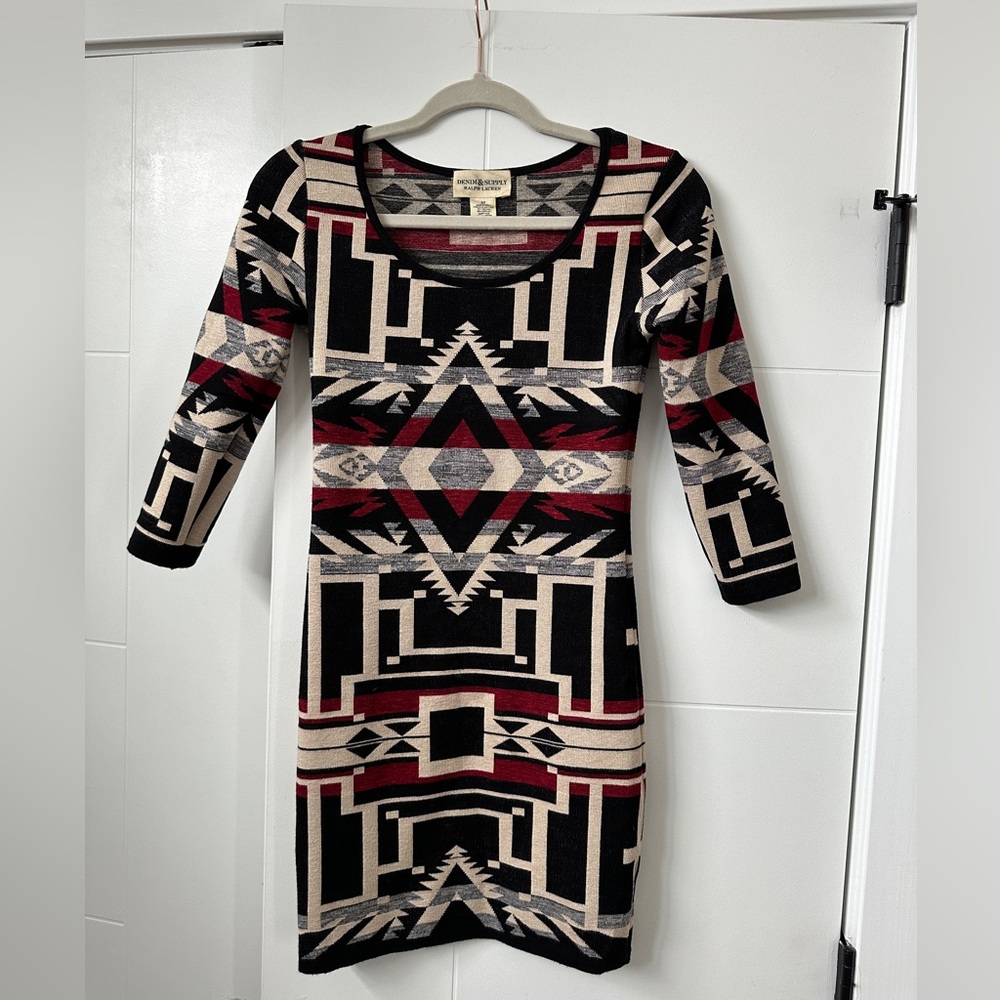 Ralph Lauren printed Aztec sweater dress size Small